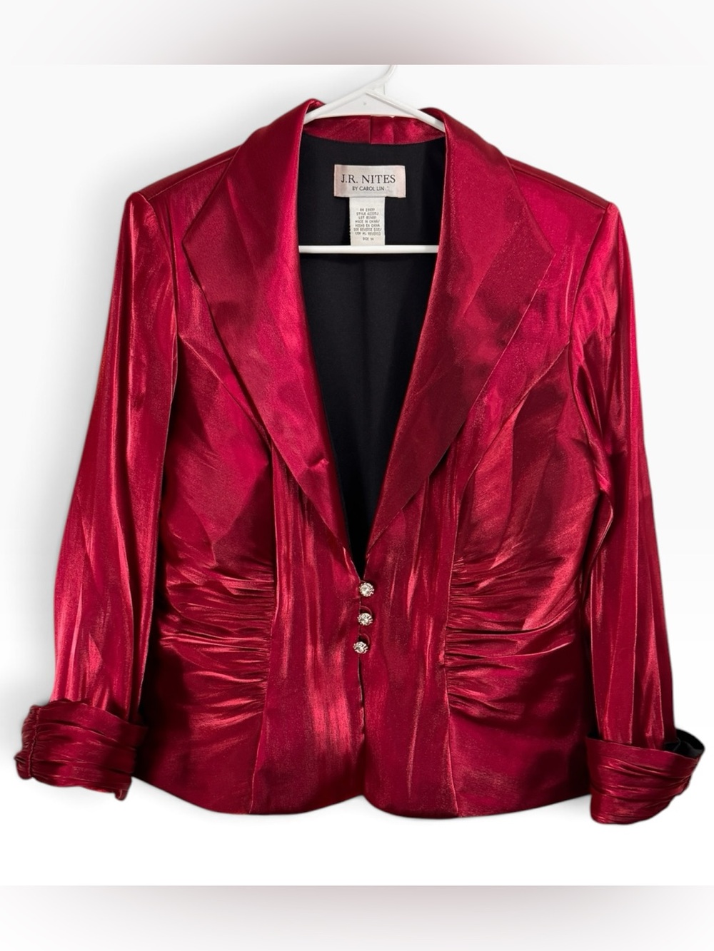 Vintage Size 14 J R Nites By Carol Lin Jacket Red Rhinestone Evening Wear Formal